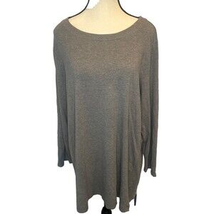 J. Jill GRAY Luxe Supima Forward Seam Long Sleeve Casual Knit Tunic Sz 1X